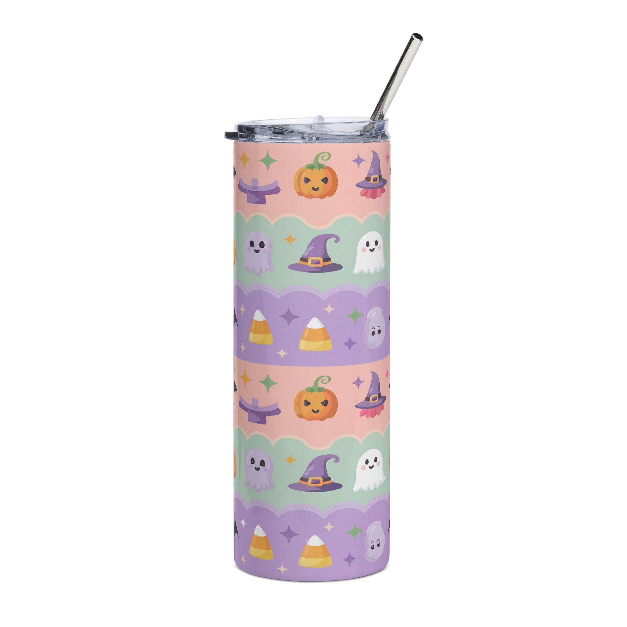 Pastel Halloween tumbler with cute ghosts and pumpkins – 20oz drinkware
